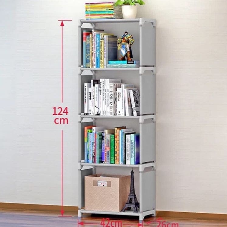 Non Wowen Fabric 4 Layer Simple Bookshelf, Stainless Steel Easy Moving Assembled Shelf, Clothes Toys Rack, Plastic Books Storage Cabinet Non Wowen Fabric 4 Layer Simple Bookshelf, Stainless Steel Easy Moving Assembled Shelf, Clothes Toys Rack, Plastic Books Storage Cabinet